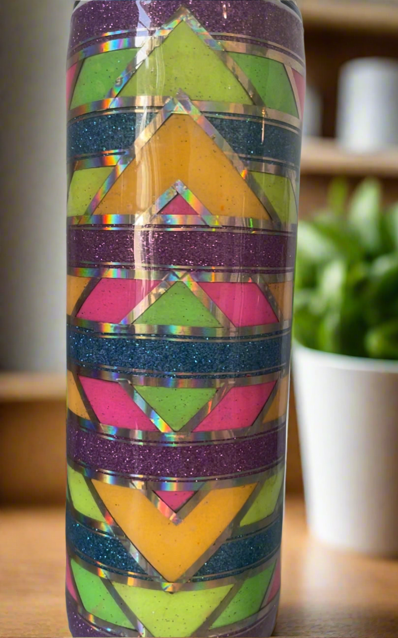 20oz Glitter Tumbler-Neon Diamond