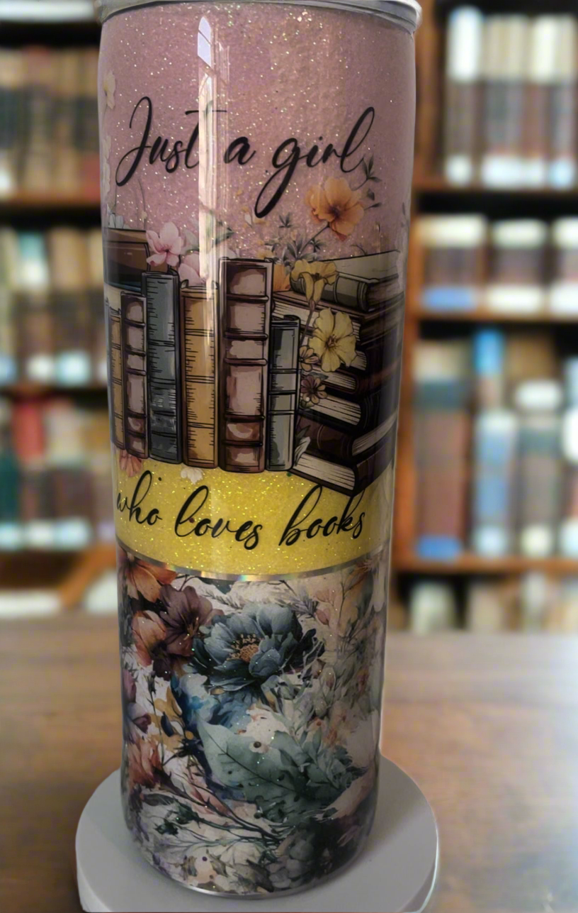 30oz Glitter Tumbler-Just a Girl Who Loves Books