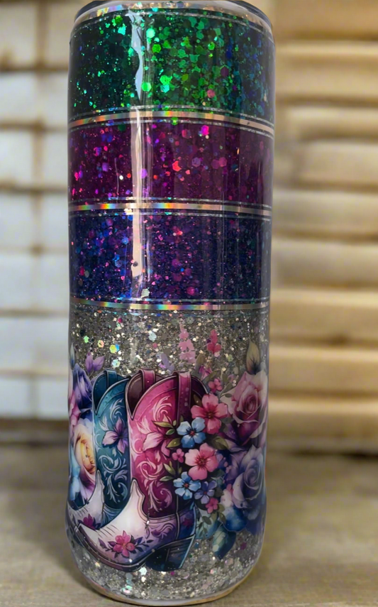 20oz Glitter Tumbler-Glitter Boots