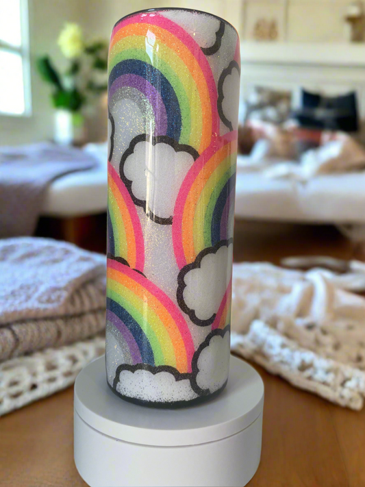 20oz glitter tumbler-Rainbow Dreams