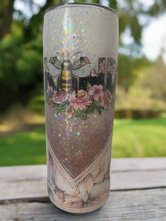20oz Glitter Tumbler - Bee Kind