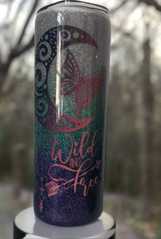 20oz Glitter Tumbler-Wild and Free
