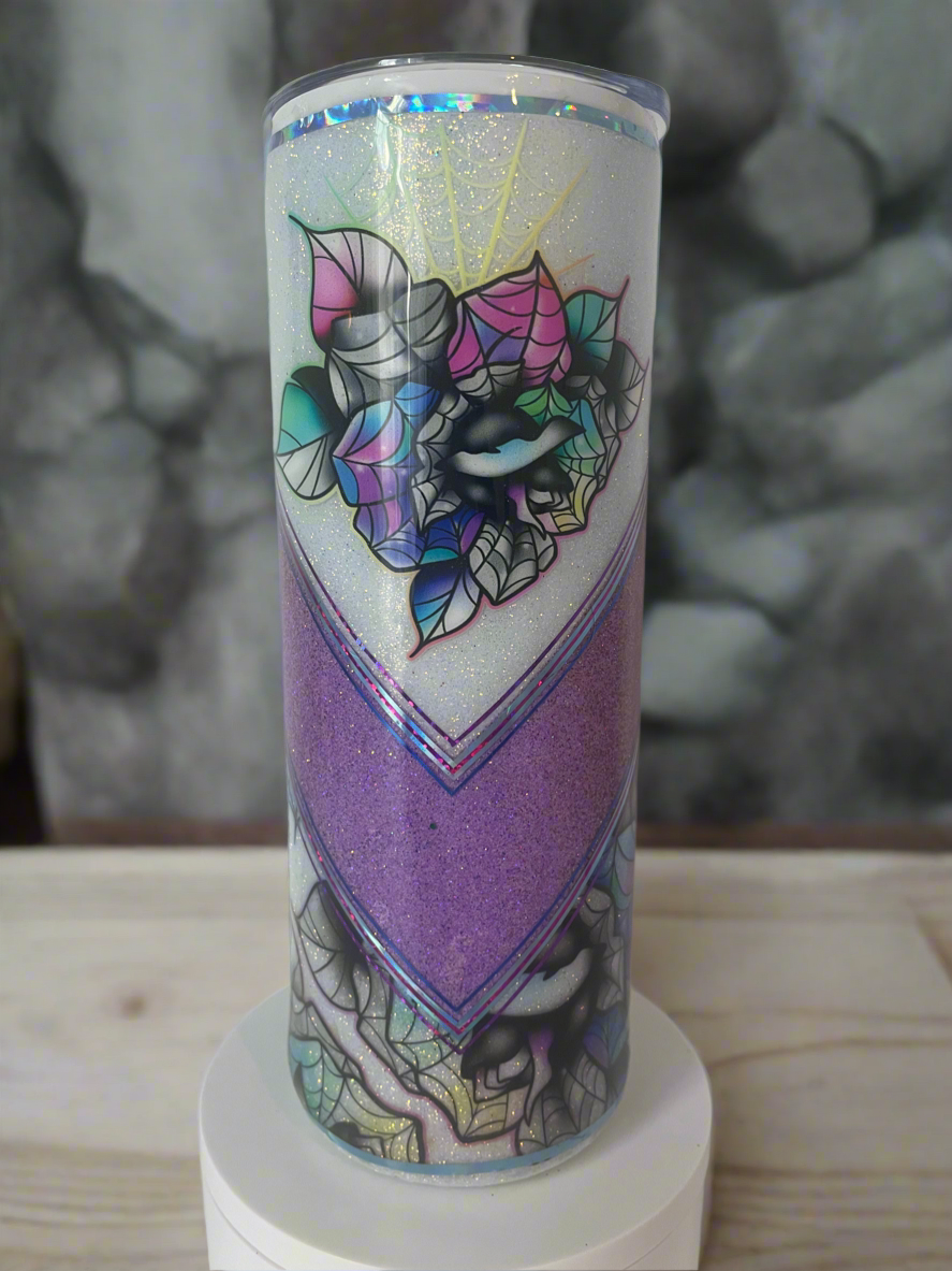 20oz Glitter Tumbler - Rainbow Roses