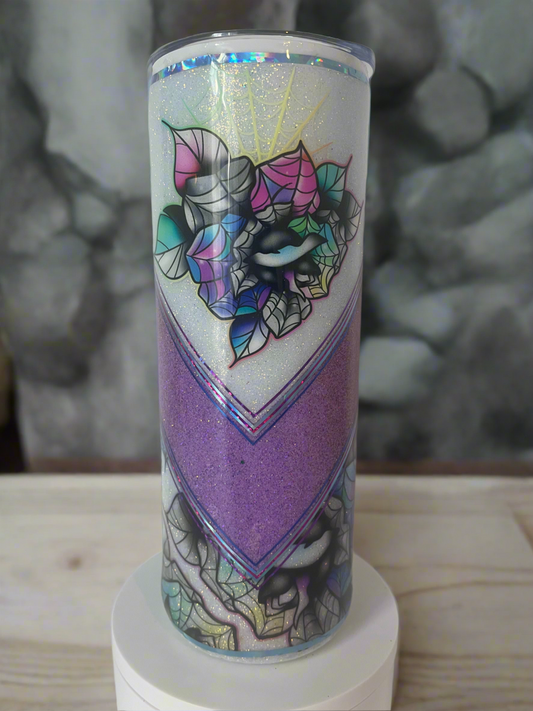 20oz Glitter Tumbler - Rainbow Roses