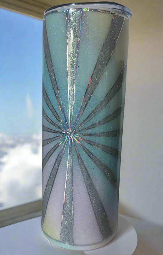 20oz glitter tumbler-Rainbow Burst