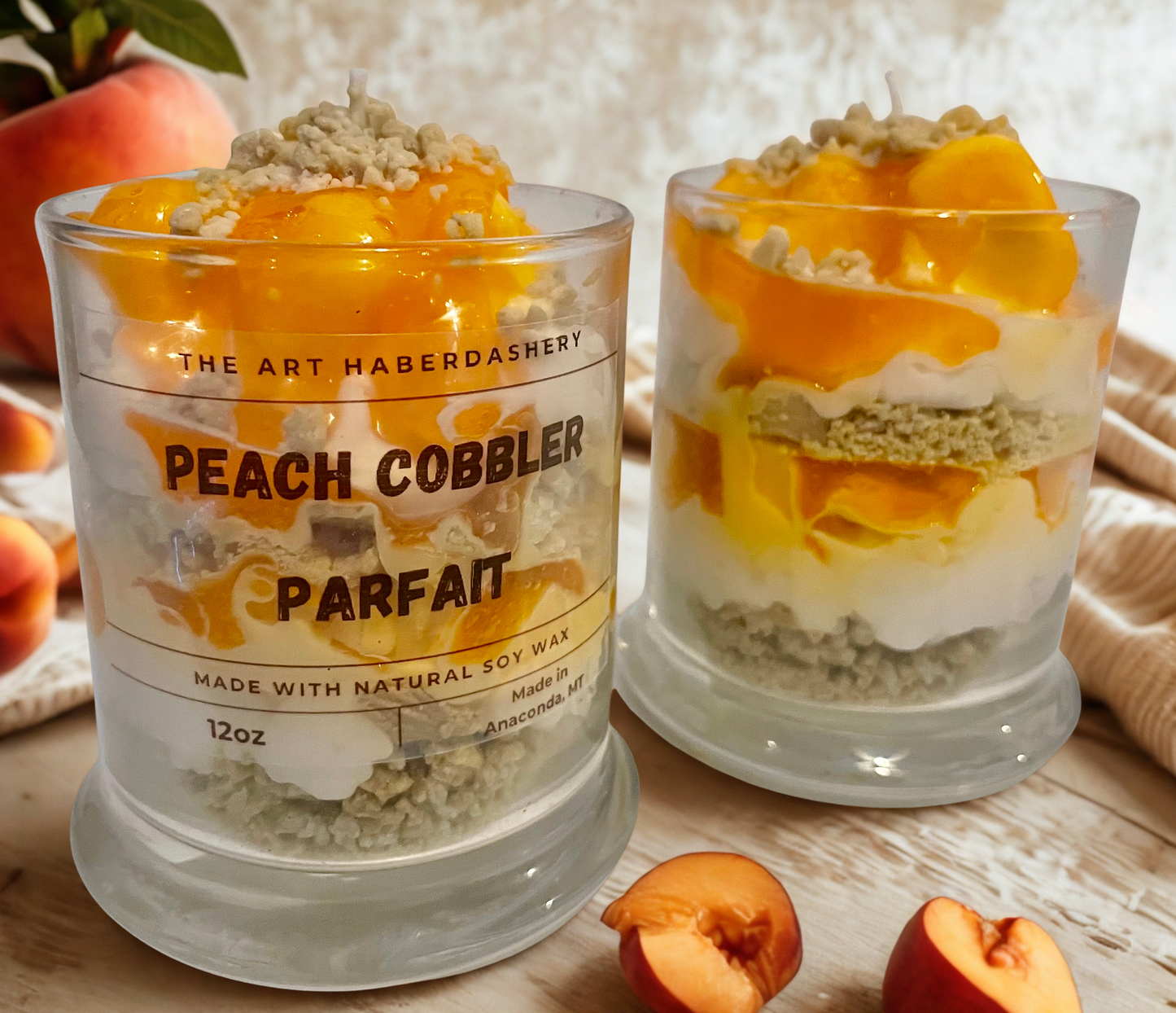 Peach Cobbler Parfait Dessert Candle